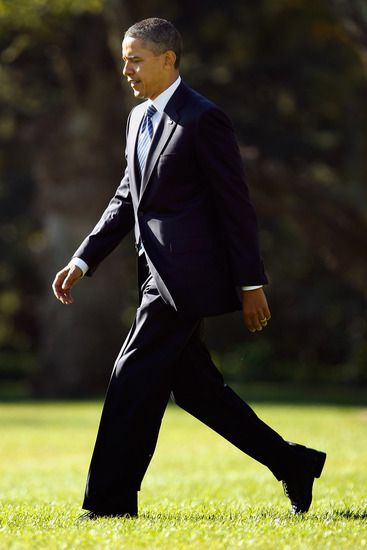 Барак Обама в градината на Белия дом