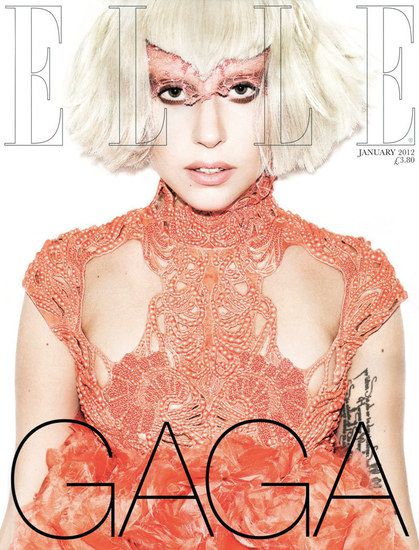 Лейди Гага на корицата на сп. ELLE UK януари 2012