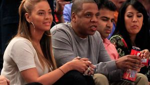 Бийонсе и Джей Зи на мач в Ню Йорк