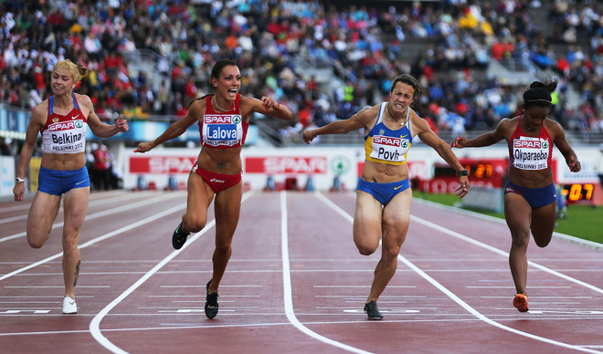 Ивет Лалова на 100 м в Хелзинки