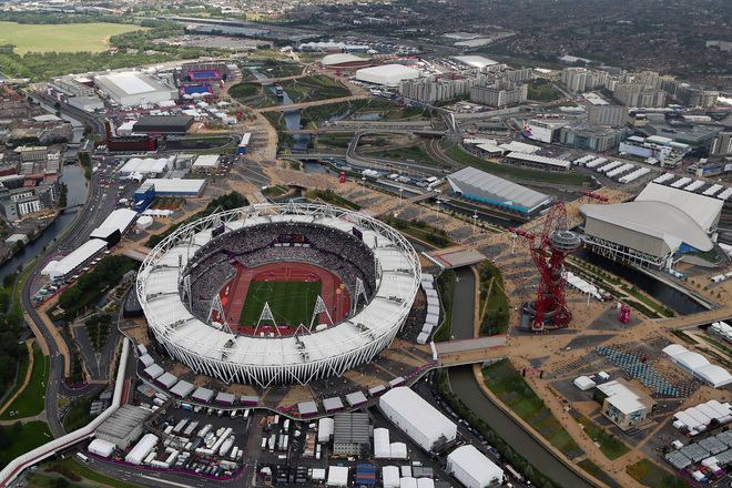 Лондон 2012: Олимпийският стадион от птичи поглед