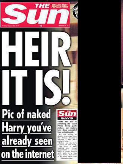 Цензурираната първа страница на "Сън"