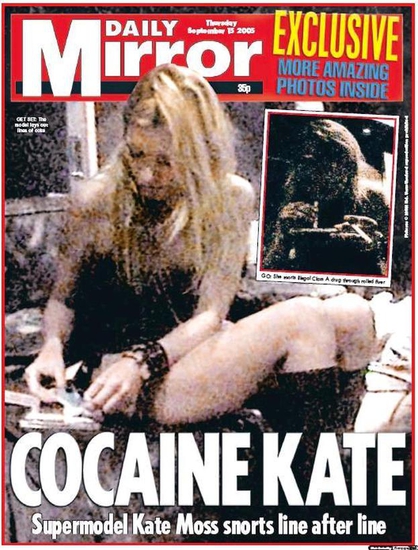 Кейт Мос на корицата на Daily Mirror през 2005