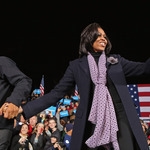 Мишел и Барак Обама на последния им предизборен митинг