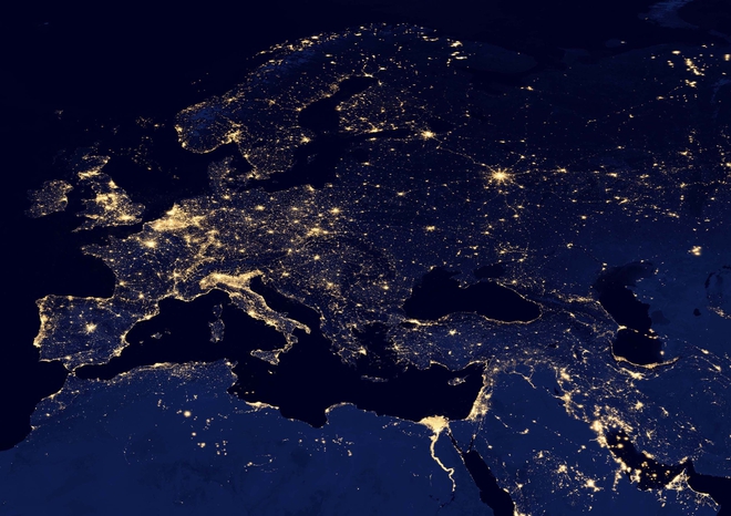 Земята нощем: Европа