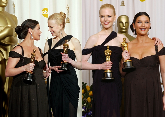 Никол Кидман и Катрин Зита-Джоунс с "Оскар 2003"
