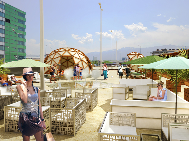 "Beach Bar Сердика център" с изглед към Витоша