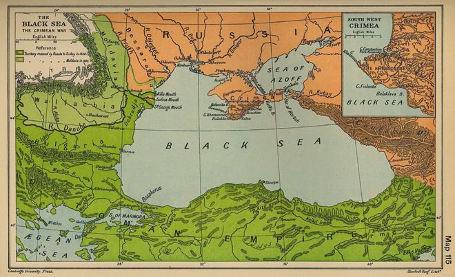 Карта от Кримската война, средата на XIX в.