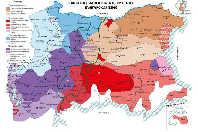 Карта на диалектнато разделение на българския език