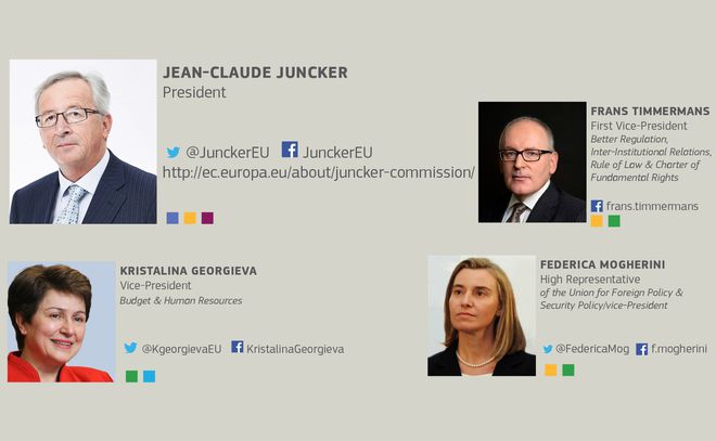 Жан-Клод Юнкер и трима от заместниците му в ЕК