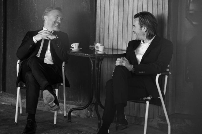 Кристоф Валц и Юън Макгрегър пият кафе в Портофино