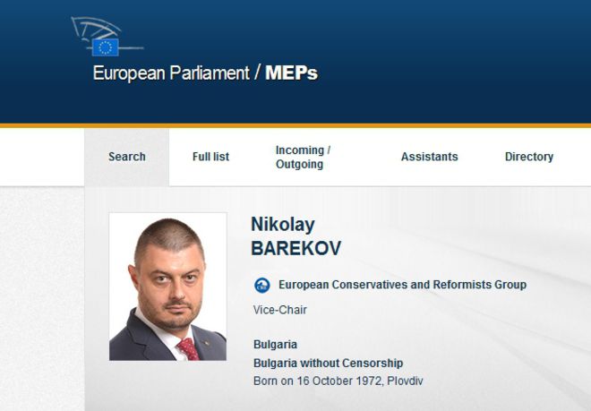 Николай Бареков като евродепутат