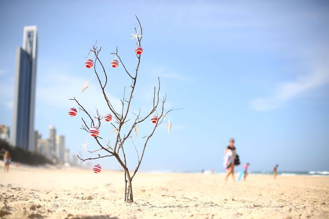 Коледно дръвче на плажа