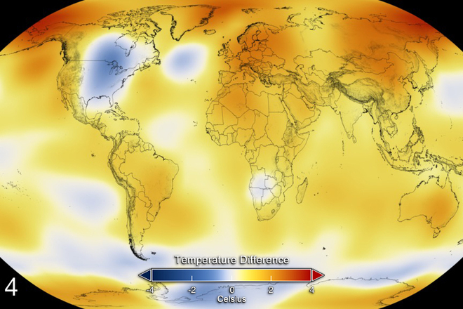 Karta na temperaturnite anomalii prez 2014 g