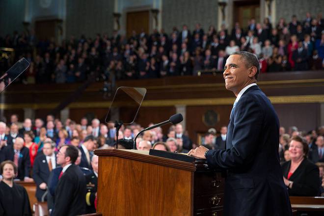 Барак Обама произнася речта си "За състоянието на съюза"