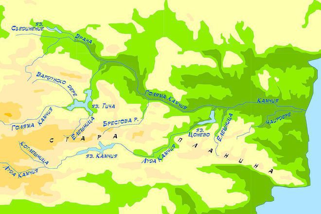 Karta na vodosborniya baseyn na reka luda kamchiya