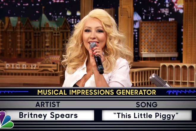 Kristina agilera imitira kolezhki pri dzhimi falan