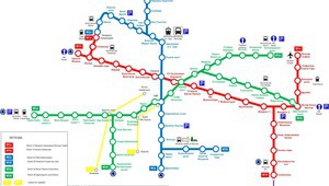 Схема на трите линии на метрото в София