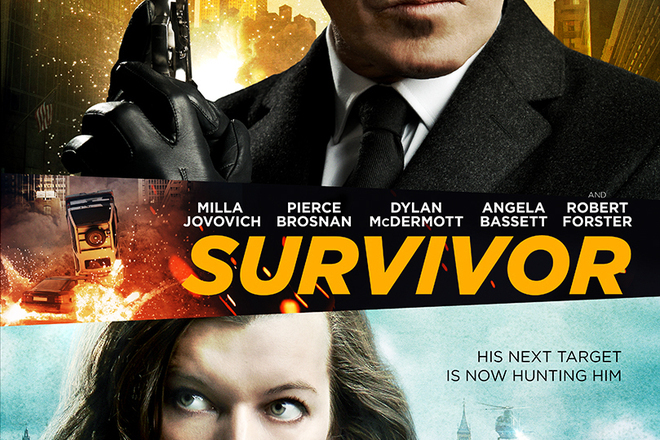 Piars brosnan i mila yovovich na plakat za survivor 2015
