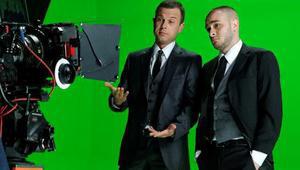 Криско и Ненчо на фона на зелен екран