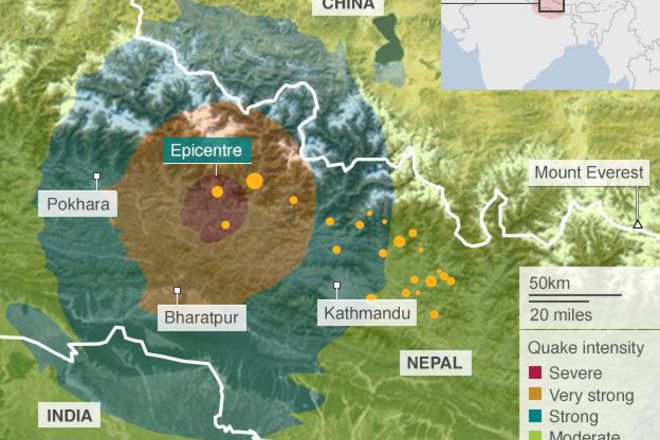 Epitsentarat na zemetresenieto v nepal