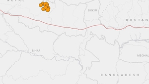 Карта на новите трусове в Непал - общо осем