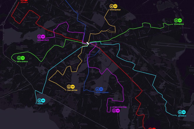 Shest linii za noshten gradski transport v sofiya