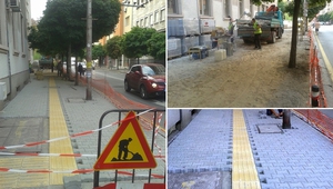 Ремонтиран тротоар по оживена улица в София