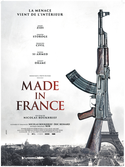 Айфеловата кула и автомат "Калашников" на плакат за филма Made in France