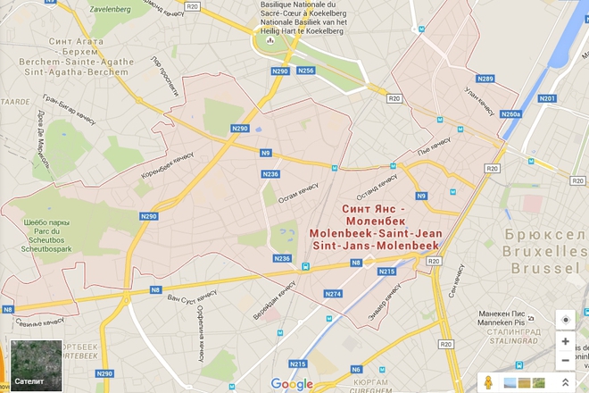 Kartata na bryuksel s konturite na kv molenbek