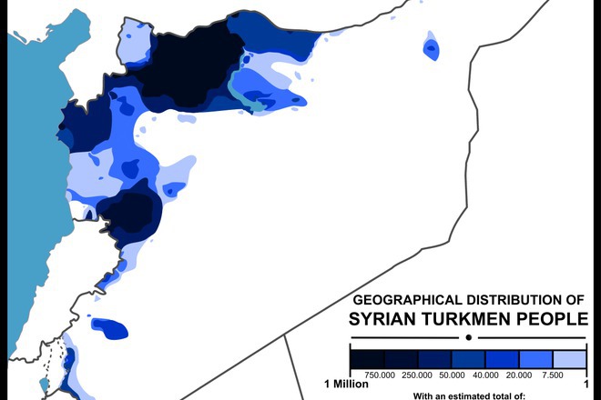 Siriyskite turkmeni na geografskata karta 2015 g