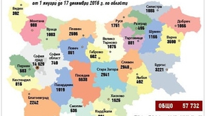Статистика за новородените през 2015 г. в отделните области на страната
