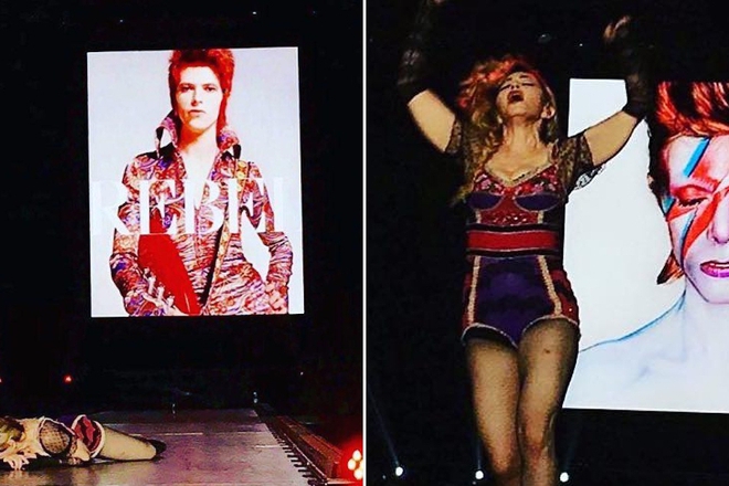 Madona otdava pochit na deyvid boui