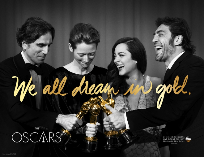 Даниел, Марион, Тилда и Хавиер на плакат за "Оскар 2016"