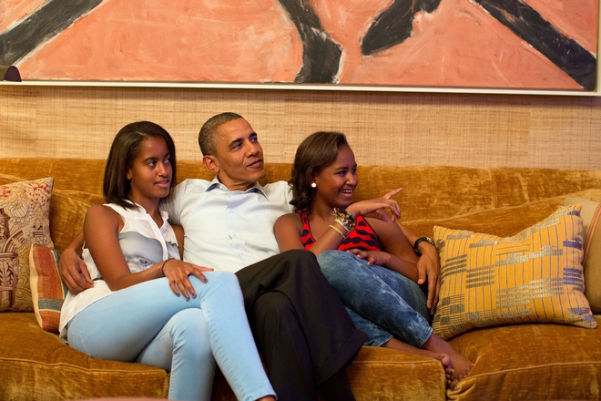 Barak obama s dashterite si sasha i maliya