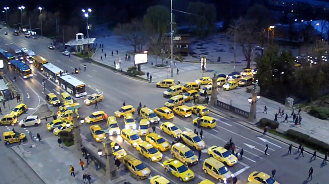 Протест на таксиметровите шофьори на Орлов мост