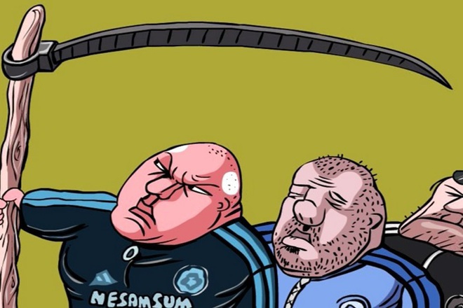 Karikaturata svinska opashka sreshtu konska opashka