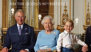 Елизабет Втора и тримата престолонаследници на пощенски марки