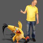 Иво Сиромахов с героя си от Angry Birds