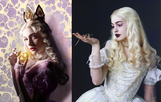 Ан Хатауей като Бялата царица, сега и преди