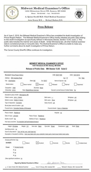 Експертизата за смъртта на Принс