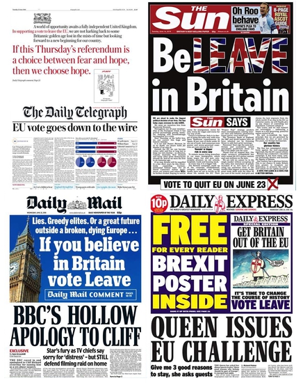 Вестниците, подкрепящи излизането от ЕС