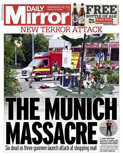 "Дейли мирър" за терористичното нападение в Мюнхен