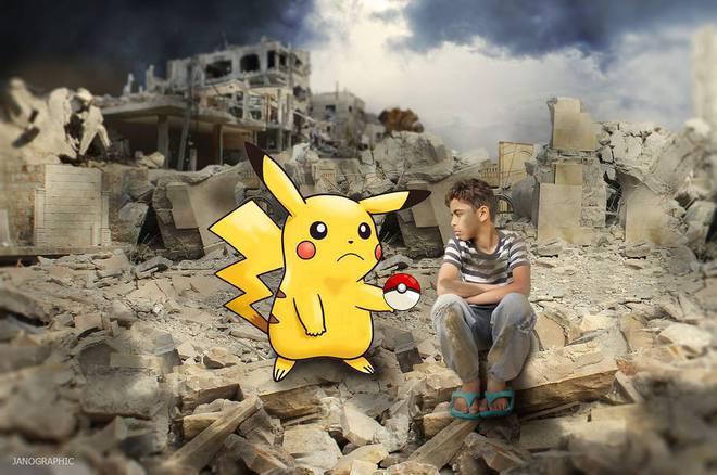Пикачу помага на сирийско дете
