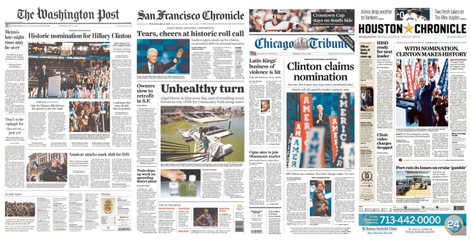 Пресата в САЩ за номинацията на Хилари