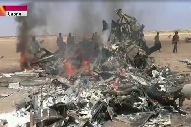 Svaleniyat ruski voenen helikopter v siriya