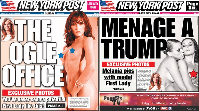 Първите страници на "Ню Йорк поуст" с голата Мелания Тръмп