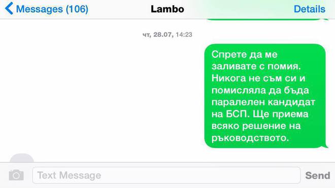 Мая Манолова с есемес до Стефан Данаилов за президентските избори 