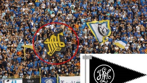 Едно от знамената с нацистки символи, донесли глоба на "Левски"