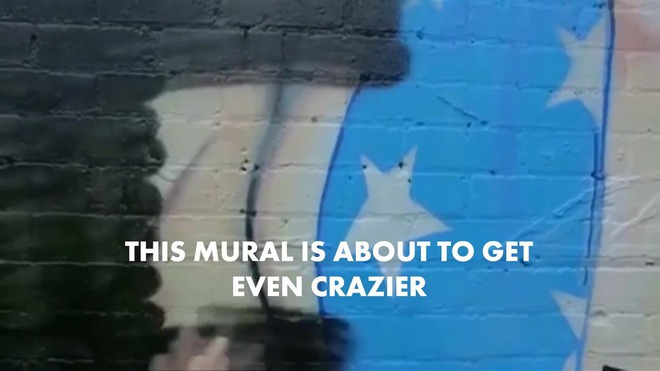 Graffiti artist turns Hillary Clinton into a Muslim